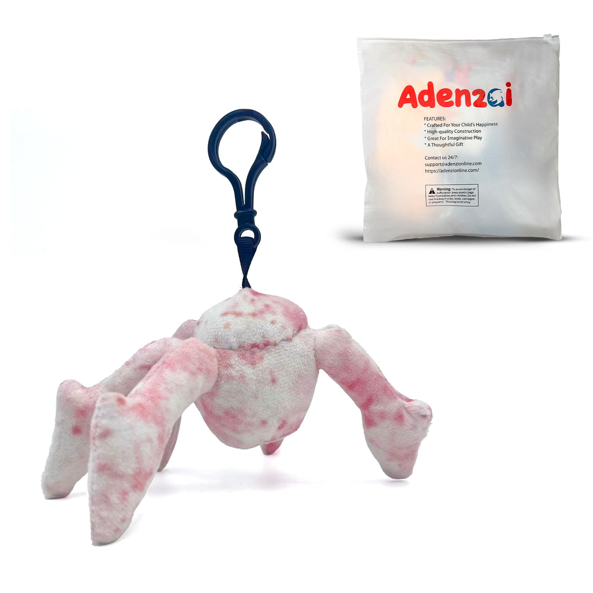 Adenzai plush keychain pink and white