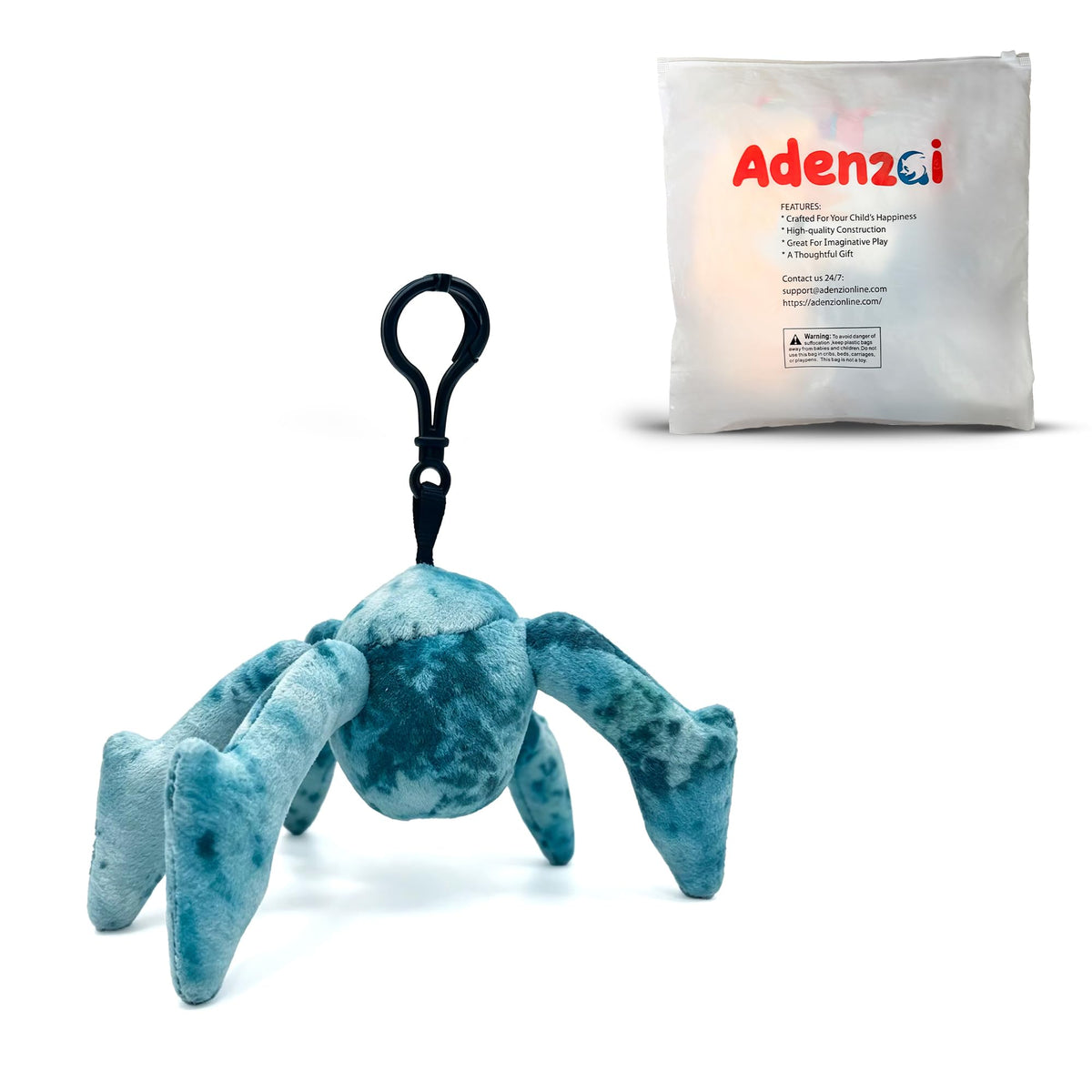 Adenzai plush keychain blue and white