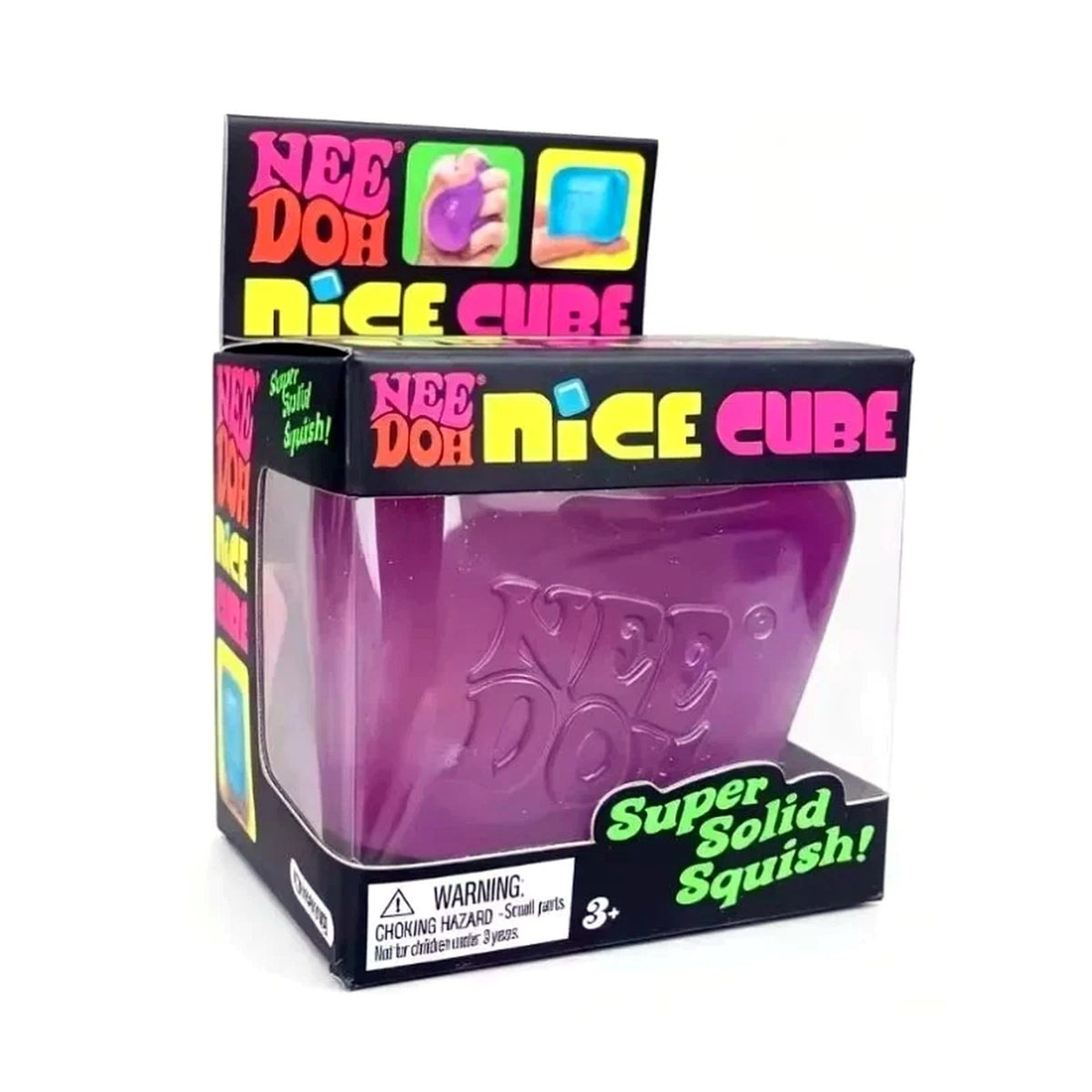 NeeDoh Nice Cube - Squishy Sensory Fidget Toy, Super Solid Squish, Ages 3+, 1 Random Color Cube